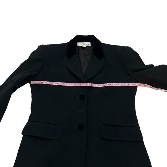 Rena Rowan For Saville Black Wool Velvet Collar Blazer, Size 4 - Picture 9 of 16